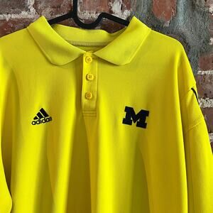 University of Michigan Wolverines Adidas Men's Yellow Polo Shirt L 24x31